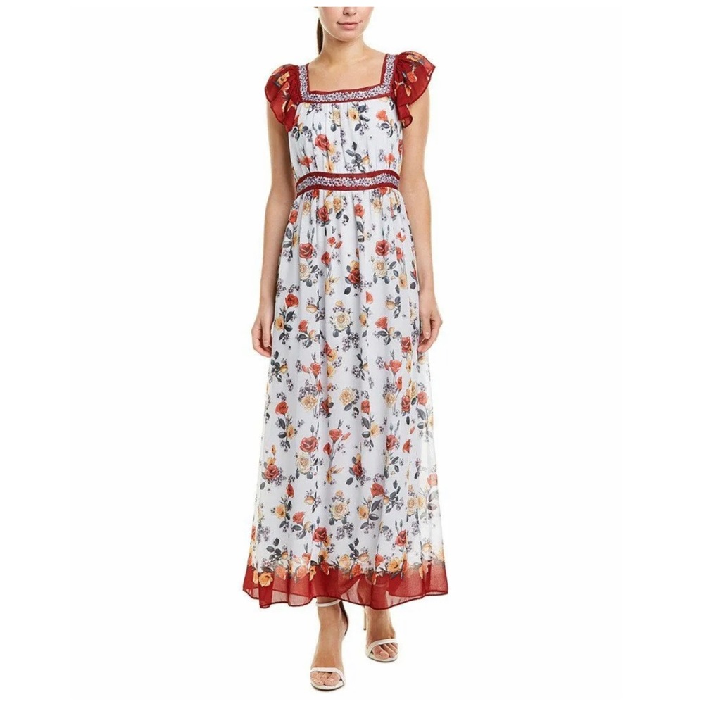 Max Studio Red Floral Maxi Dress